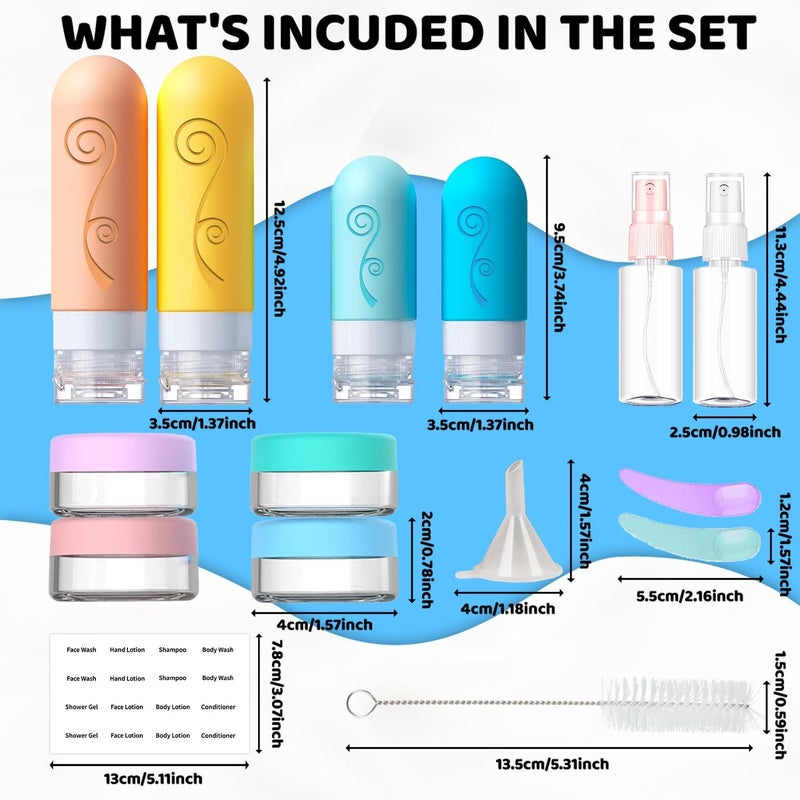 vodvob 16 Pack Travel Bottles Set for Toiletries, TSA Approved Travel Containers Leak Proof Silicone Squeezable Travel Accessories 2oz 3oz for Shampoo Conditioner Lotion Body Wash (BPA Free) (Orange) - Image 3